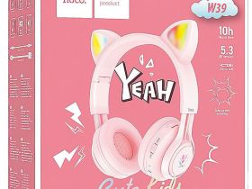 Наушники Hoco W39 Cat Ear Розовые