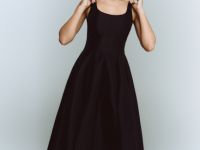 Платье с расклёшенной юбкой, Черный