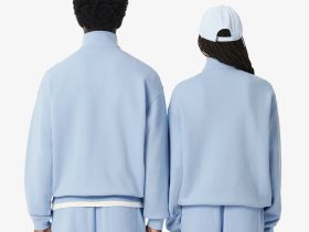 Хлопковый свитшот Lacoste унисекс свободного кроя из плотного флиса с застежкой-молнией на воротнике