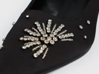 Сатиновые туфли-лодочки со стразами, Черный