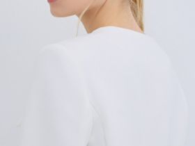 Однобортный укороченный жакет, Белый