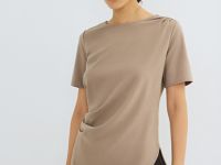 Футболка с драпировкой, Коричневый
