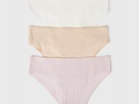 Трусы-слипы с кружевом для девочек, 3 шт., Бежевый