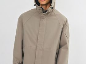 Утеплённая парка с капюшоном, Бежевый