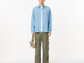 Мужская хлопковая рубашка Lacoste приталенного кроя