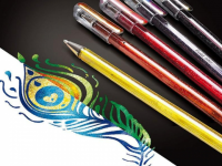 Ручка гелевая Pentel "Hybrid Dual Metallic" 1,0 мм, желтый + зеленый металлик
