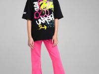 Комплект трикотажный для девочек: фуфайка (футболка), брюки