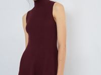 Вязаное платье с воротником-стойкой, Фиолетовый