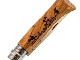 Складной нож Opinel №8, нержавеющая сталь, рукоять дуб, гравировка заяц, 002333