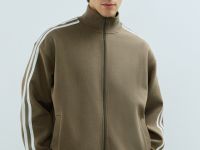 Бомбер на молнии с контрастными деталями, Бежевый