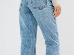 Прямые джинсы с подворотами, Голубой