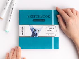 Скетчбук для маркеров Малевичъ, 15х15 см 40 л 220 г двусторонняя бумага
