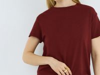 Футболка с круглым вырезом изо льна и хлопка, Оранжевый