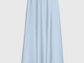 Атласная юбка миди А-силуэта, Голубой