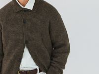 Кардиган с содержанием шерсти, Коричневый