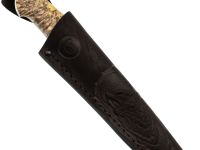 Охотничий нож Сокол, сталь М398, рукоять стабилизированный кап клена, мельхиор