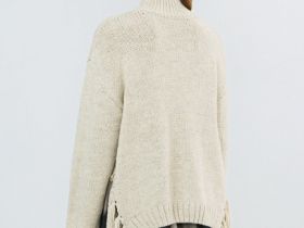 Вязаный джемпер с бахромой, Бежевый