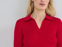 Джемпер поло в рубчик, Красный