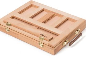 Мольберт настольный Pinax TE-01B с ящиком для кистей и красок, малый, бук