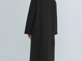 Длинное двубортное пальто из шерсти, Коричневый