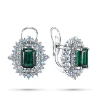 Серьги из белого золота с изумрудами э4767сг04210406