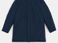 Пуховое полупальто с капюшоном и воротником-стойко