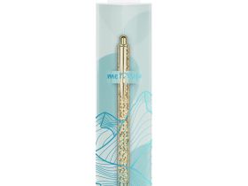 Ручка шариковая автоматическая MESHU "Gold shimmer" 1,0 мм, синяя