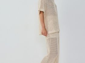 Широкие брюки из структурной ткани, Бежевый