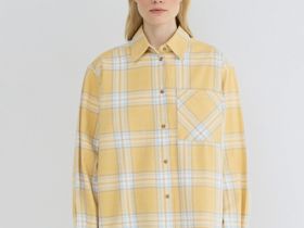 Рубашка в клетку из хлопка, Желтый