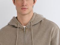 Толстовка на молнии с эффектом стирки, Бежевый