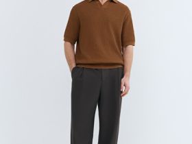 Поло из текстурной ткани, Желтый