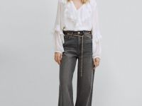 Блузка из шифона с рюшами, Белый