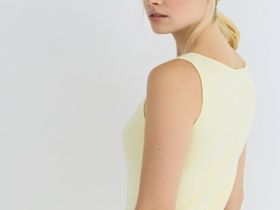 Платье в рубчик, Желтый