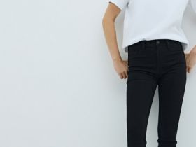Узкие джинсы с высокой посадкой, Черный