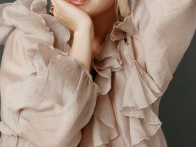Блузка из лиоцелла с рюшами, Бежевый
