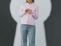 Кардиган с фигурными пуговицами, Розовый