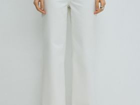 Широкие джинсы с высокой посадкой, Бежевый