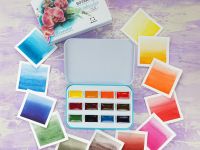 Набор акварели Малевичъ "Veroneze" Ботаника, кюветы 2,5 мл, 12 цветов, металлическая коробка