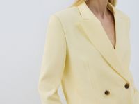 Двубортный жакет со льном, Желтый