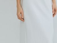 Прямая юбка миди из искусственной кожи, Белый