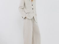 Широкие брюки со льном, Бежевый