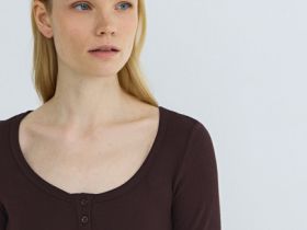 Футболка с вырезом "хенли", Коричневый