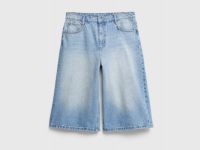 Джинсовые шорты-бермуды с высокой посадкой, Голубой