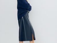 Юбка миди из искусственной кожи, Синий