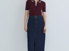 Джемпер с воротником поло на молнии, Фиолетовый