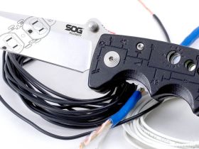 Складной нож электрика со стриппером Kilowatt - SOG EL01, сталь AUS-8, рукоять термопластик GRN