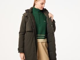 Женская парка Lacoste свободного кроя с капюшоном