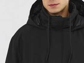 Удлинённая куртка с капюшоном, Черный