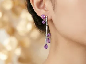 Серьги из серебра с аметистами и топазами э0607сг01260354