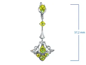 Серьги из серебра с топазами, хризолитами э0611сг01260374